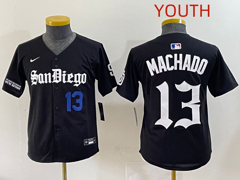 Youth 2025 San Diego Padres 13 Machado Black Five generations Joint Name Nike MLB Jersey style 3